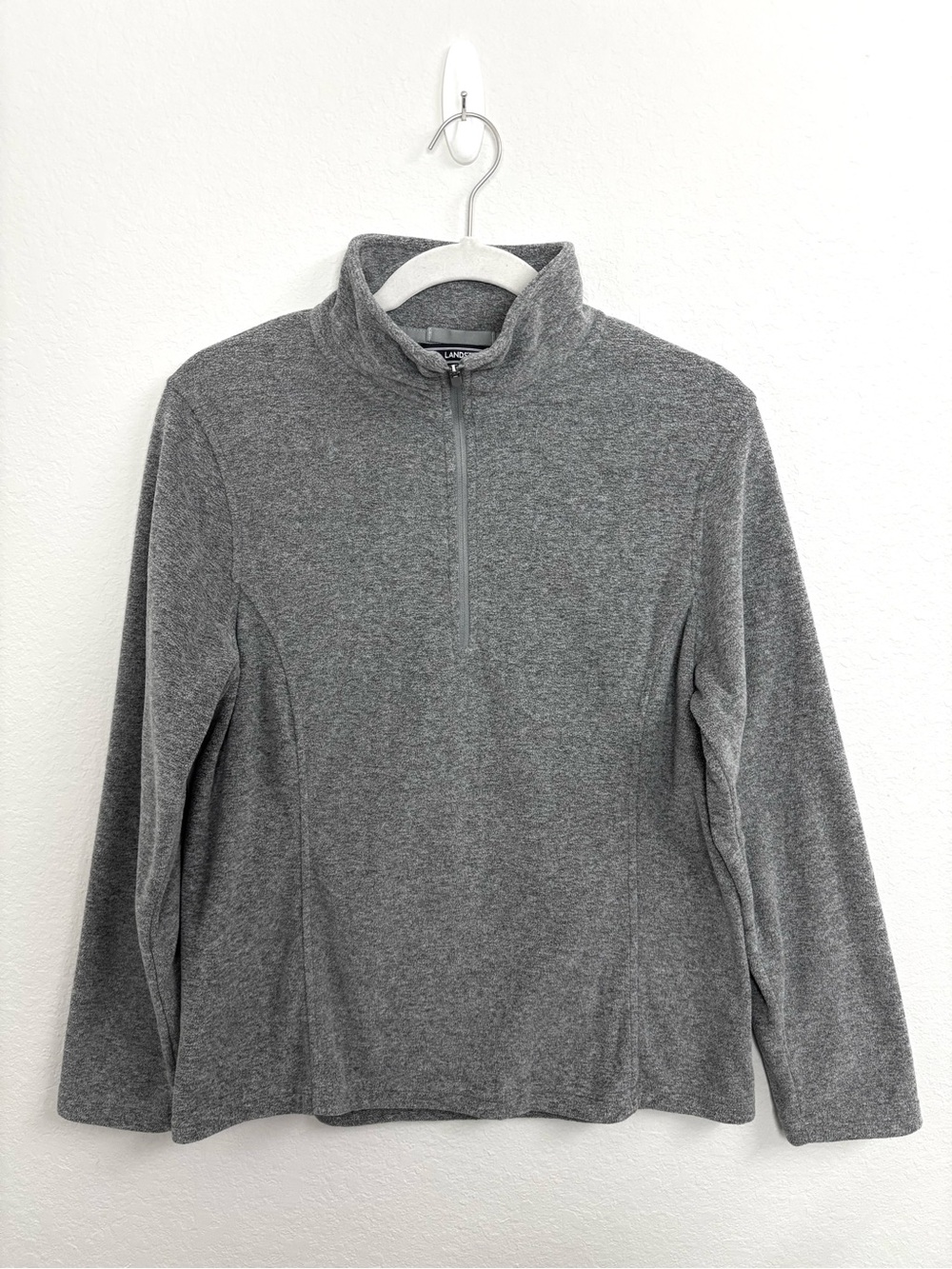 Lands’ End Women’s Gray Anyweather Half Zip Fleece Pullover Size M